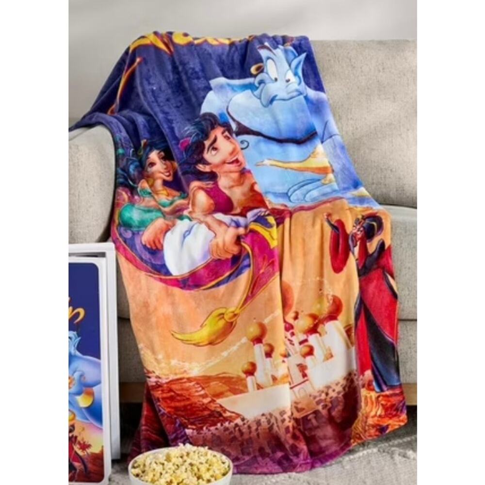 Disney Aladdin Classic VHS Boxed Silk Touch Throw Blanket 50"x70" New In Box - Picture 2 of 6